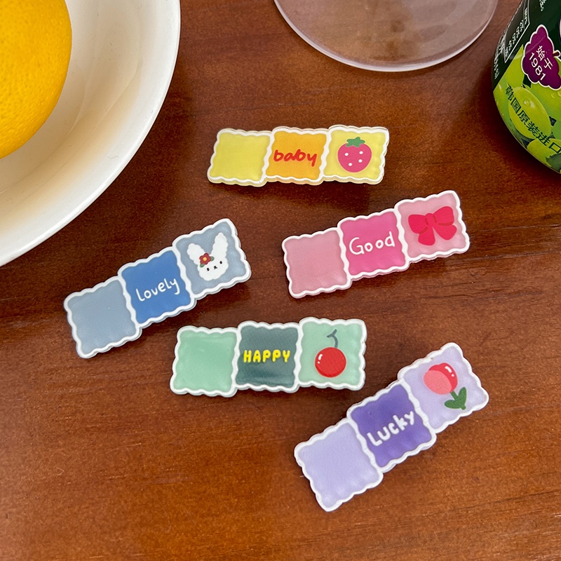 Kẹp Tóc Hình Vuông Màu Sắc Tương Phản Đơn Giản Dành Cho Nữ