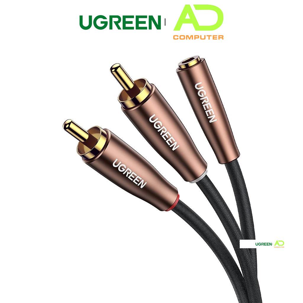 Cáp chuyển âm thanh jack 3.5mm cái sang 2 đầu RCA đực UGREEN AV111 AV198