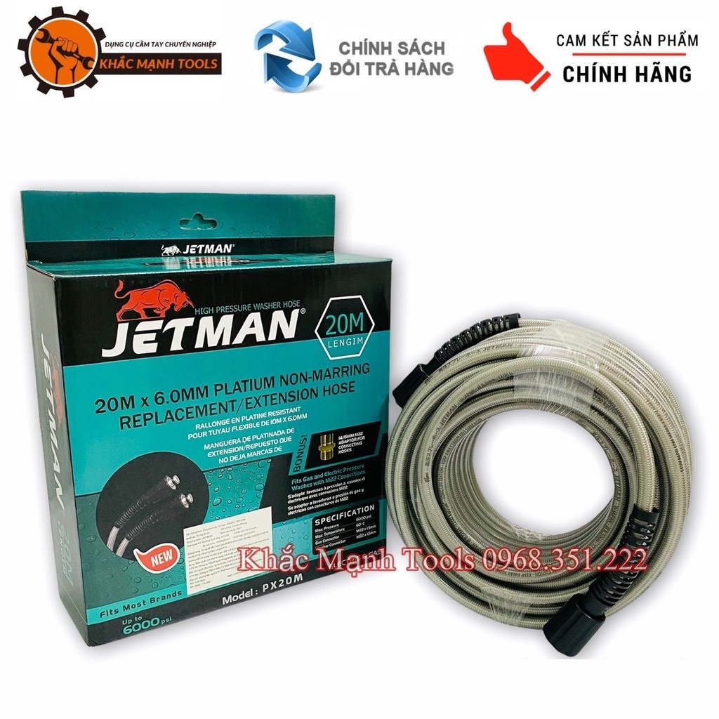 Dây Rửa Xe Áp Lực Cao JETMAN độ dày 4 Lớp - Hàng Chính Hãng