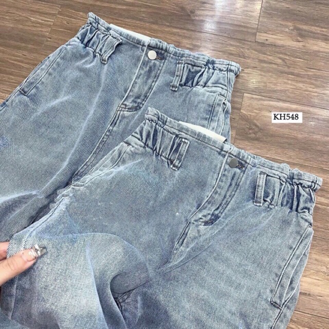 Quần baggy jean nữ lưng cao, bo chun màu xanh jean LB0202 JL JohnsonLi