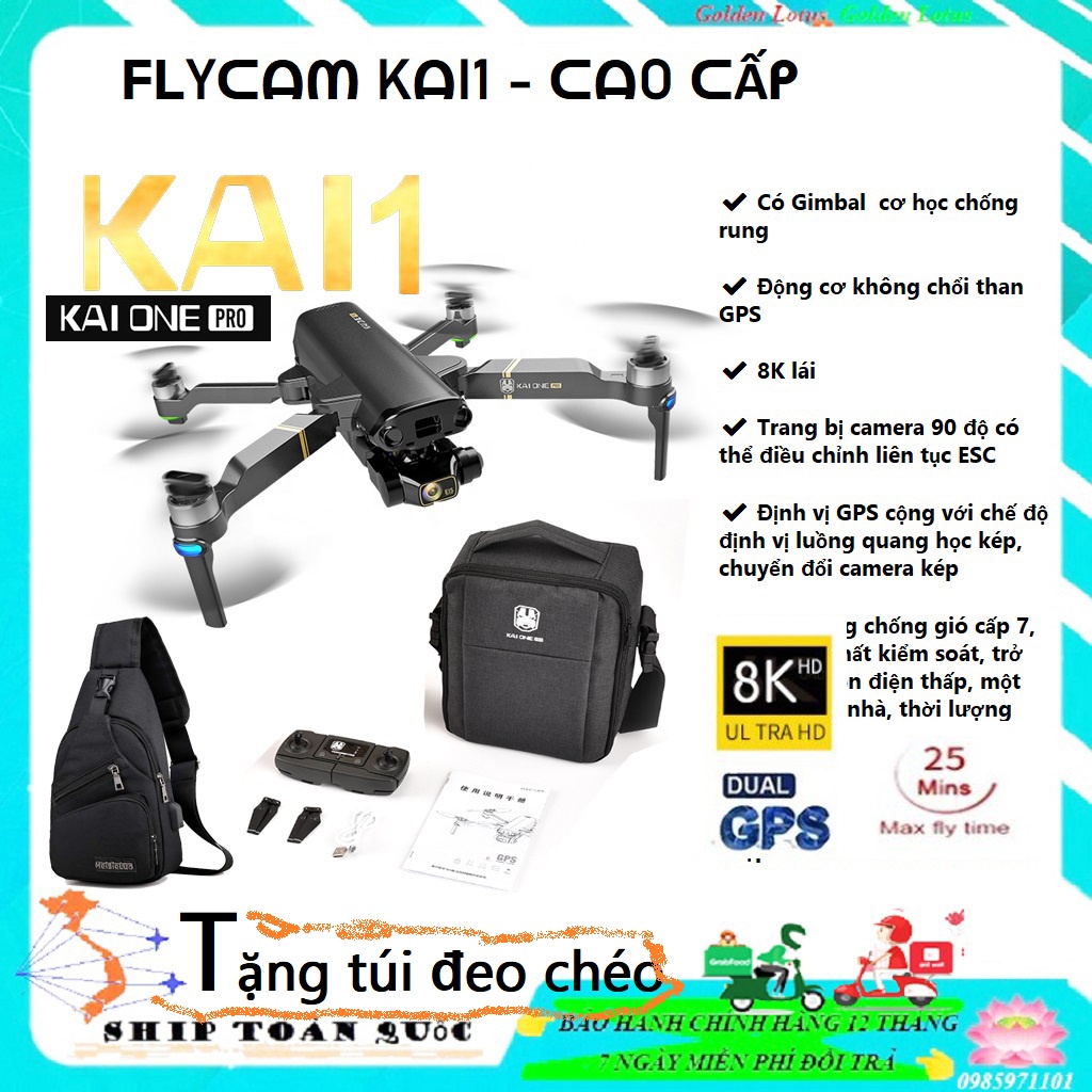 Tặng Balo 200K - Tặng túi chéo 99k  Flycam YLRC KAI ONE PRO MAX 8K Camera 3 Trục Gimbal +EIS GPS 5G Wifi