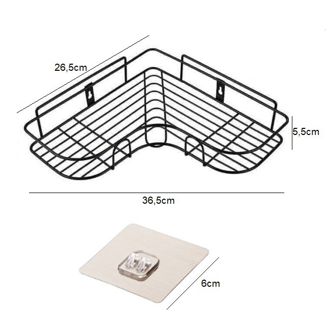 Kệ sắt chữ V để đồ dùng phòng bếp , phòng tắm dán góc tường đa năng