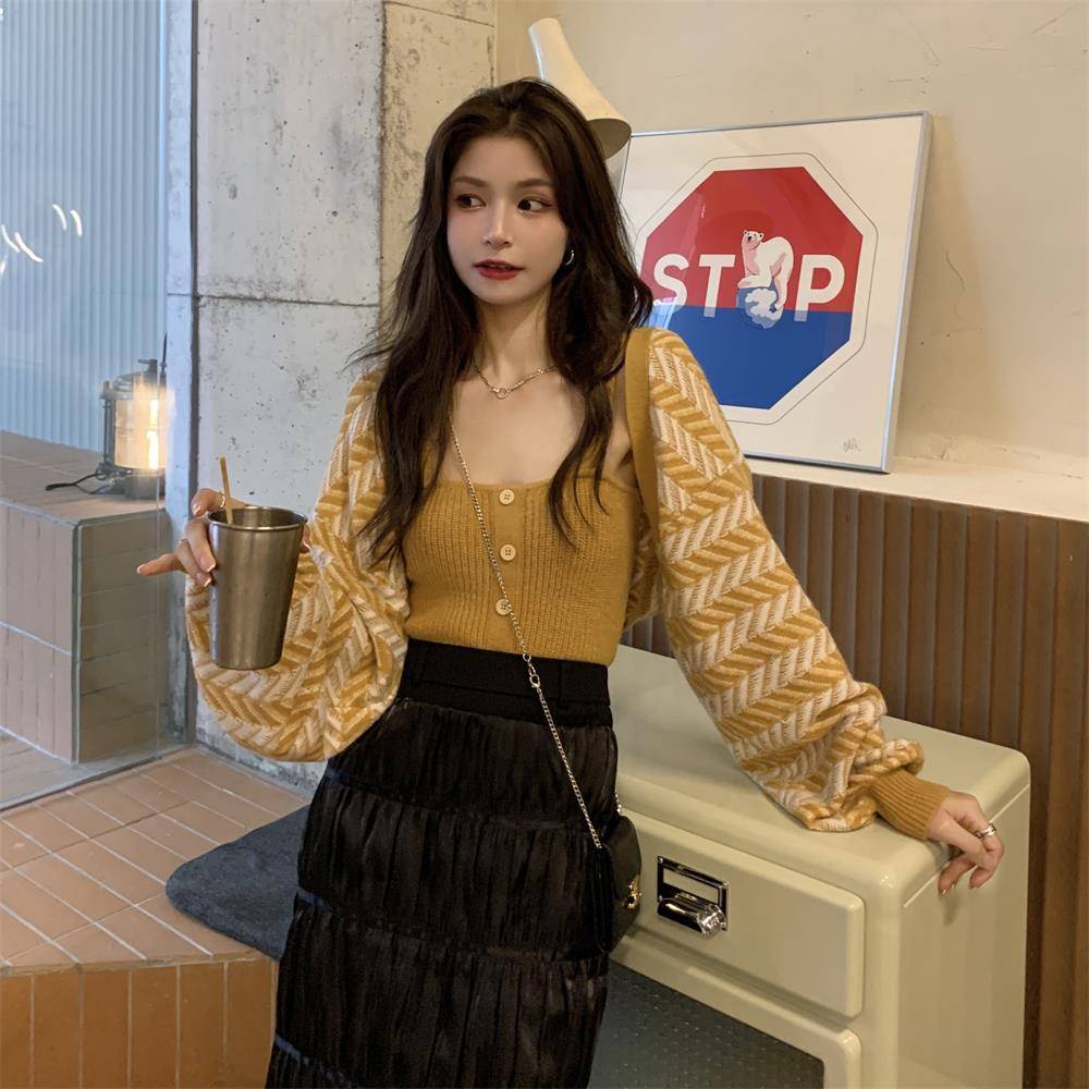 Áo Sweater Dệt Kim Kiểu Retro Hàn Quốc Thời Trang Xuân Thu Năng Động