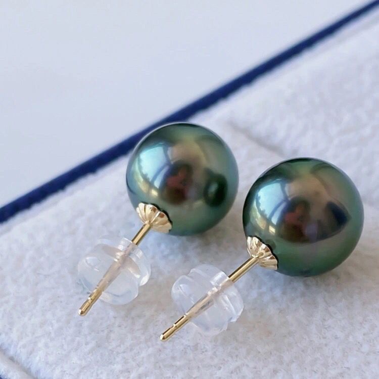 Tahiti Khuyên Tai Tròn Đính Ngọc Trai Đen / Xanh Lá / Chim Công Cơ Bản Dễ Phối Đồ Phong Cách Cơ Bản