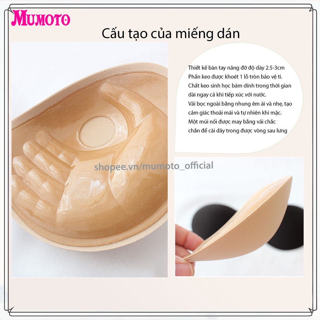 Miếng dán nâng ngực silicon siêu nâng bám dính, áo bra dán ngực cài trước - MUMOTO