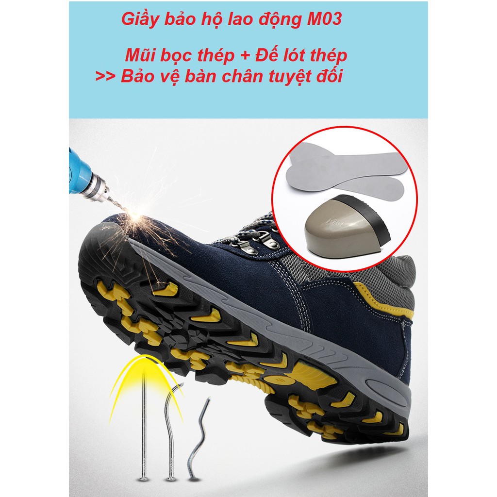 Giầy Bảo Hộ Lao Động Nam Cực Kì Cá Tính Phong Cách Đế Sắt, Mũi Bọc Sắt Dáng Thể Thao