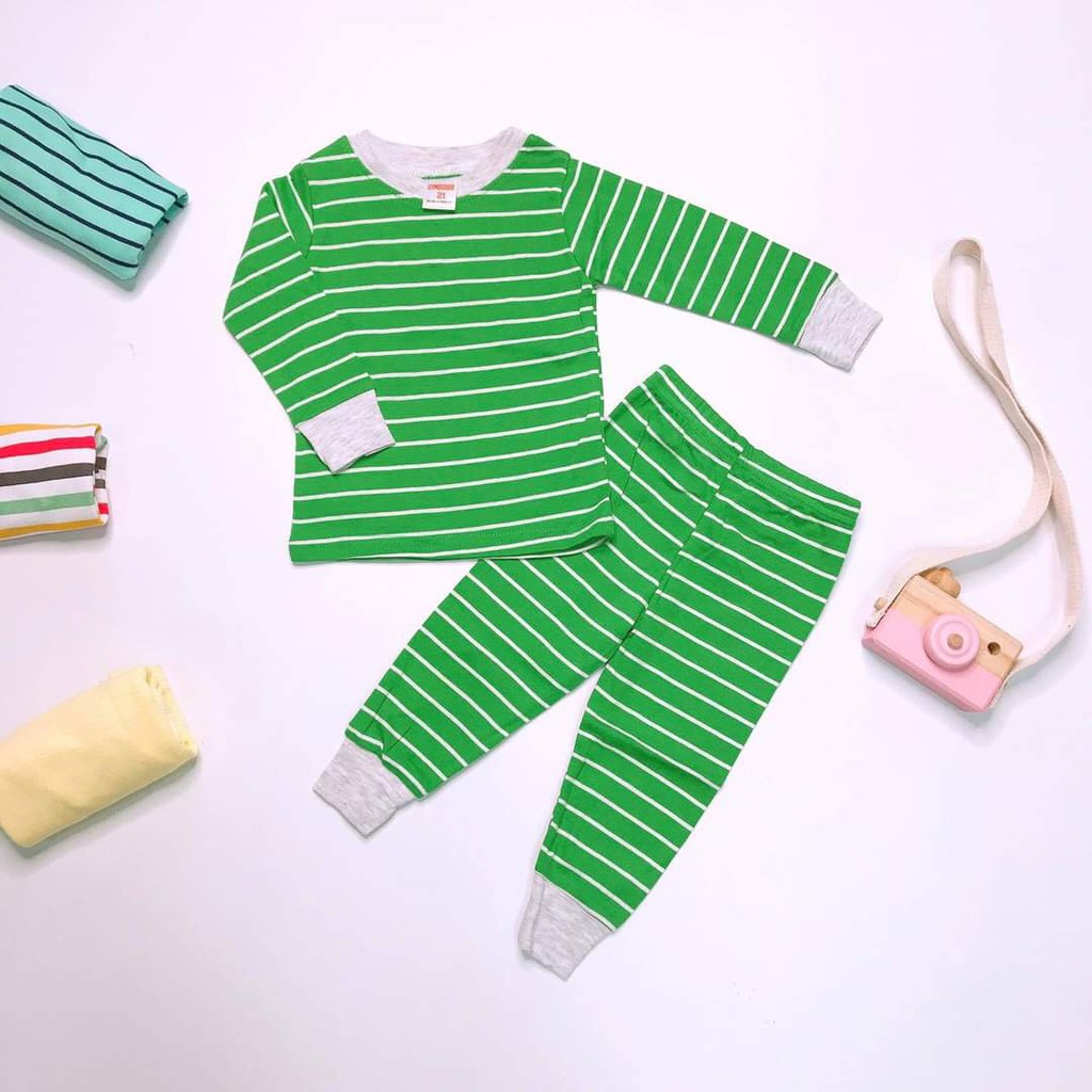 COMBO 02 Bộ Borip Gymboree thun Cotton mềm mịn Cổ tròn Kẻ ngang Dài tay cho bé trai bé gái Hàng loại 1 xuất Hàn