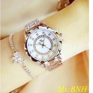 Đồng hồ thời trang nữ Bee Sister dây kim loại bạc cao cấp