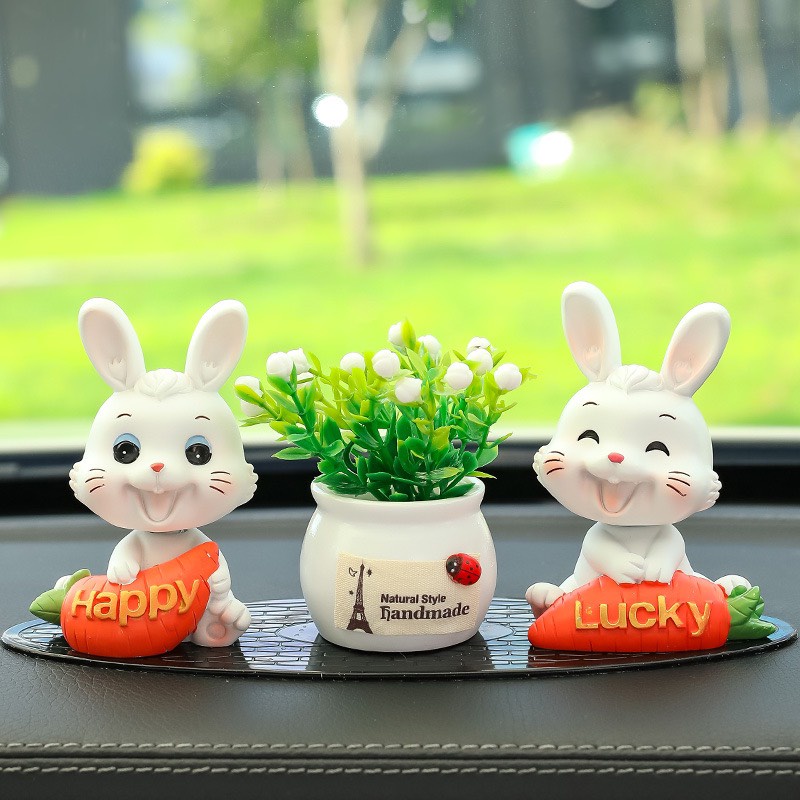 Set Decal thỏ Happy&amp;Lucky.Trang trí Taplo oto-Thiết kế ngộ nghĩnh trang trí phòng,bàn làm việc