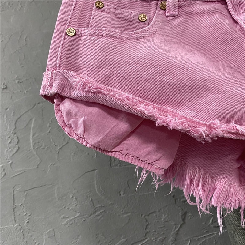 Bán Chạy!F & X Quần Short Denim Chữ A Ống Rộng Lưng Thấp Màu Hồng Cá Tính Phong Cách Hàn Quốc Cá Tính Dành Cho Nữ 2022