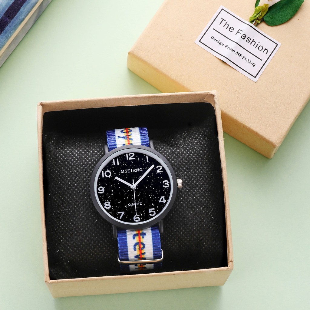 Đồng hồ nam nữ Mstianq MS27 dây dù cực bền, mặt số kim tuyến cực đẹp | BigBuy360 - bigbuy360.vn
