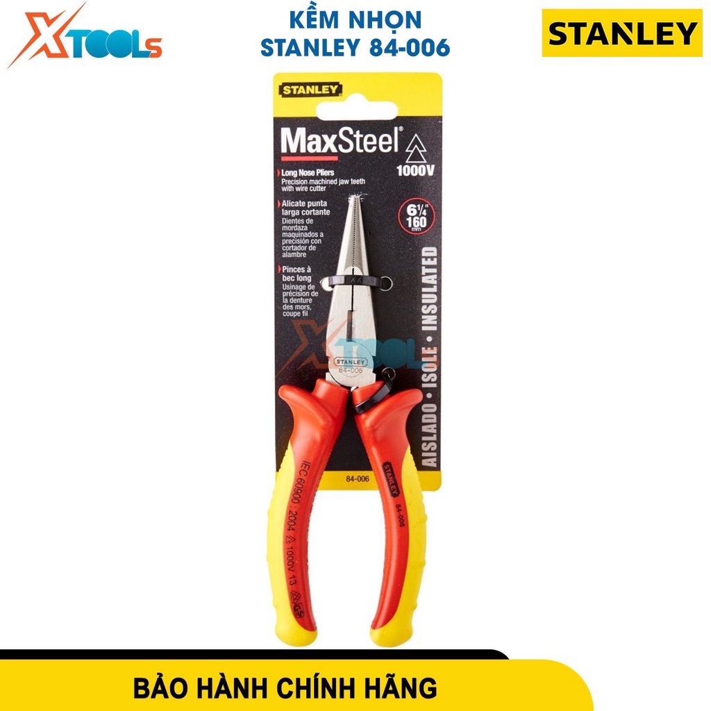 Kìm mỏ nhọn cách điện 1000V VDE 6inch/150mm Stanley 84-006 thép cao cấp cứng tuyệt đối, độ bén cao -CHÍNH HÃNG-XTOOLS