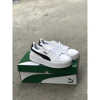 Ảnh shop chụp cam thường Giày thể thao màu trắng viền đen đế cao của nữ