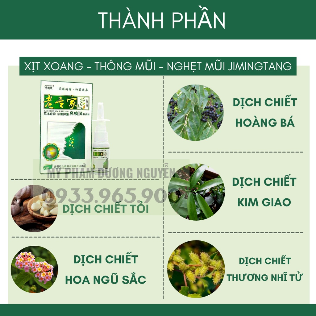 Xịt Xoang Mũi Hỗ Trợ Dứt Điểm Xoang Cấp Và Mãn Tính Nội Địa Trung JIMINGTANG 20ml