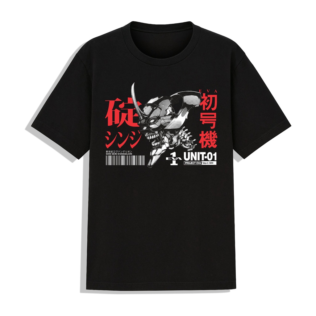 Áo Thun Unisex Tay Lỡ Form Rộng Hình Evangelion Anime Neon Genesis Evangelion In 1 Mặt Trước 2 Màu Trắng Đen