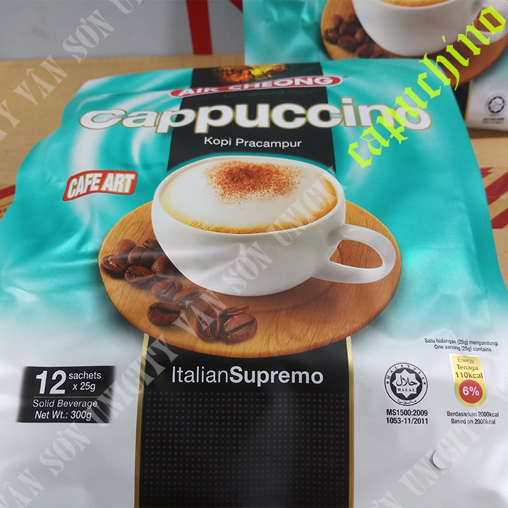 CÀ PHÊ TRẮNG AIK CHEONG CAPPUCCINO 12 Gói*25g WHITE COFFEE MALAYSIA