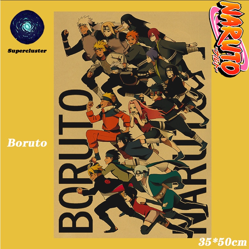 Áp phích hình Itachi Naruto hoạt hình anime bằng giấy kraft treo tường 50.5 * 35cm