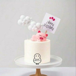 Heo ngủ hồng trang trí bánh kem