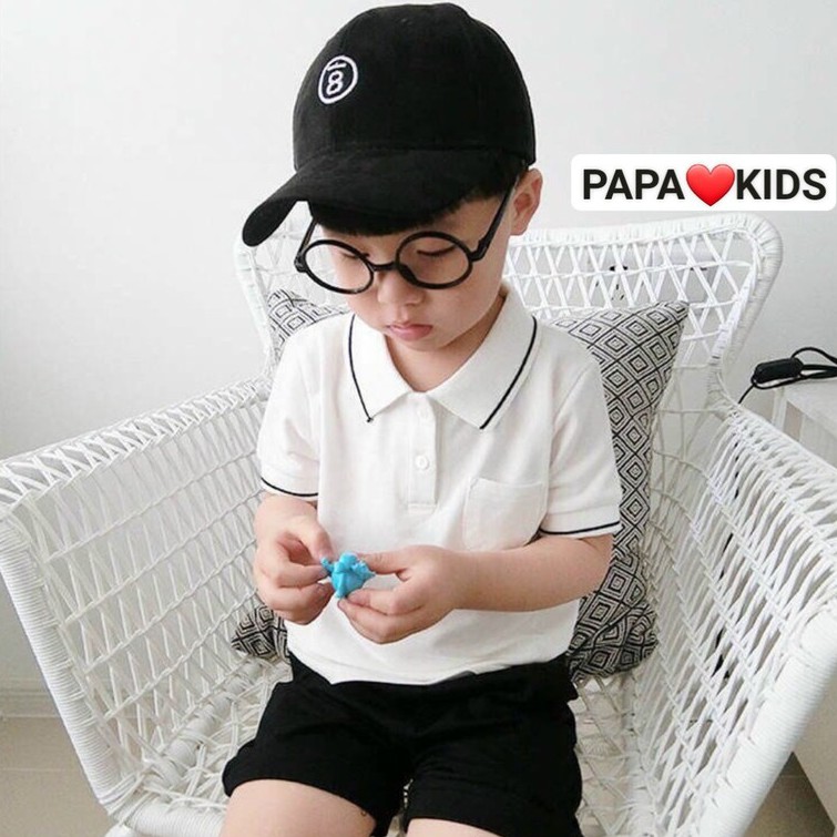 Áo POLO bé trai cổ bẻ BASIC vải cá sấu Cotton xuất xịn size 10-40kg chính hãng - PAPAKIDS