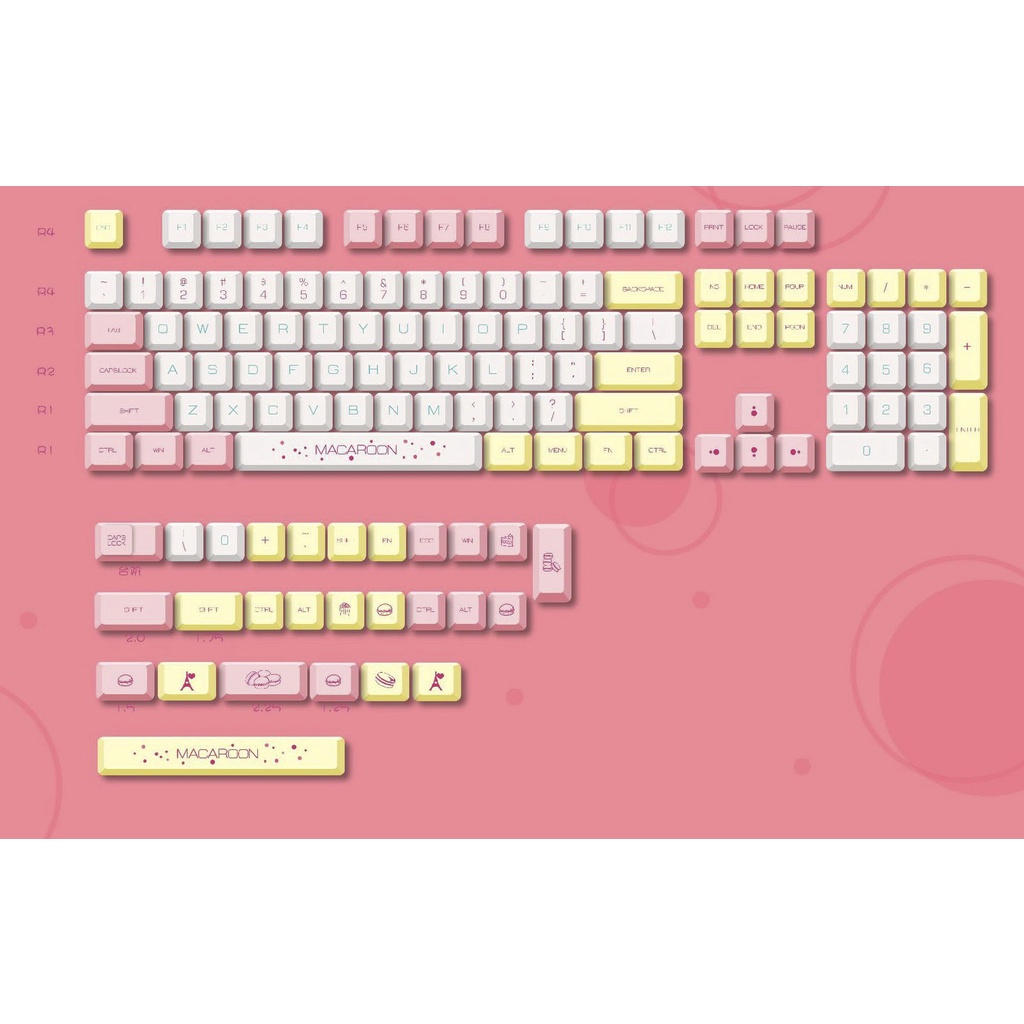 Keycap Macaroon XDA cho bàn phím cơ in Dyesub chất liệu PBT Mistore