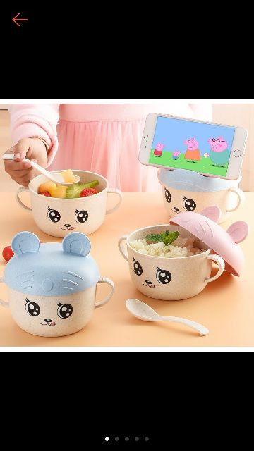 Bát ăn lúa mạch cho bé kèm thìa dễ thương