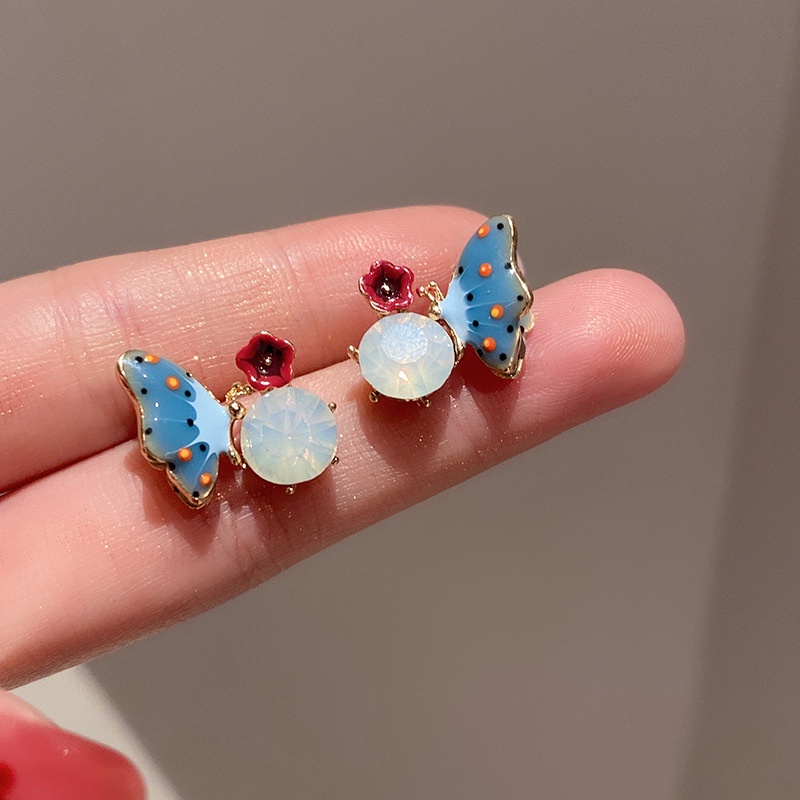 Khuyên Tai Hình Hoa Và Bướm Phong Cách Vintage Hàn Quốc Cho Nữ