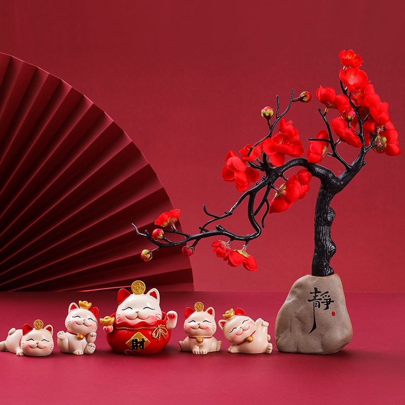 Mèo thần tài trang trí ô tô, bàn làm việc mang lại may mắn, bình an/ Tượng mèo 💕FREESHIP 50k💕 - Những Điều Bình An