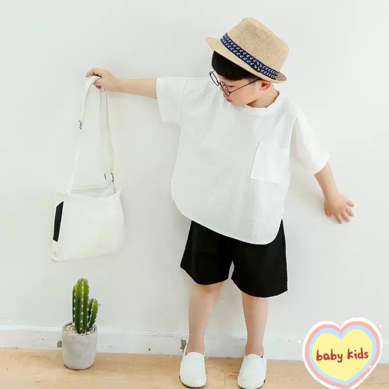 Bộ quần áo trẻ em vải đũi áo cộc tay kèm quần đùi cho bé 8-19kg mặc hè thoáng mát siêu hot MS31