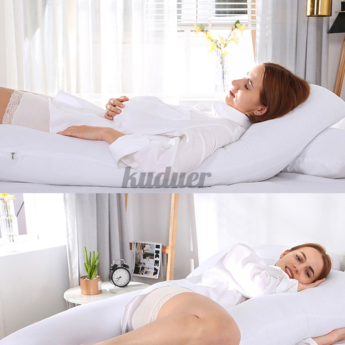 Pregnancy Pillow 51&quot; U Shaped Full Body Pillow Maternity Support Bolster Sleep KUDUER