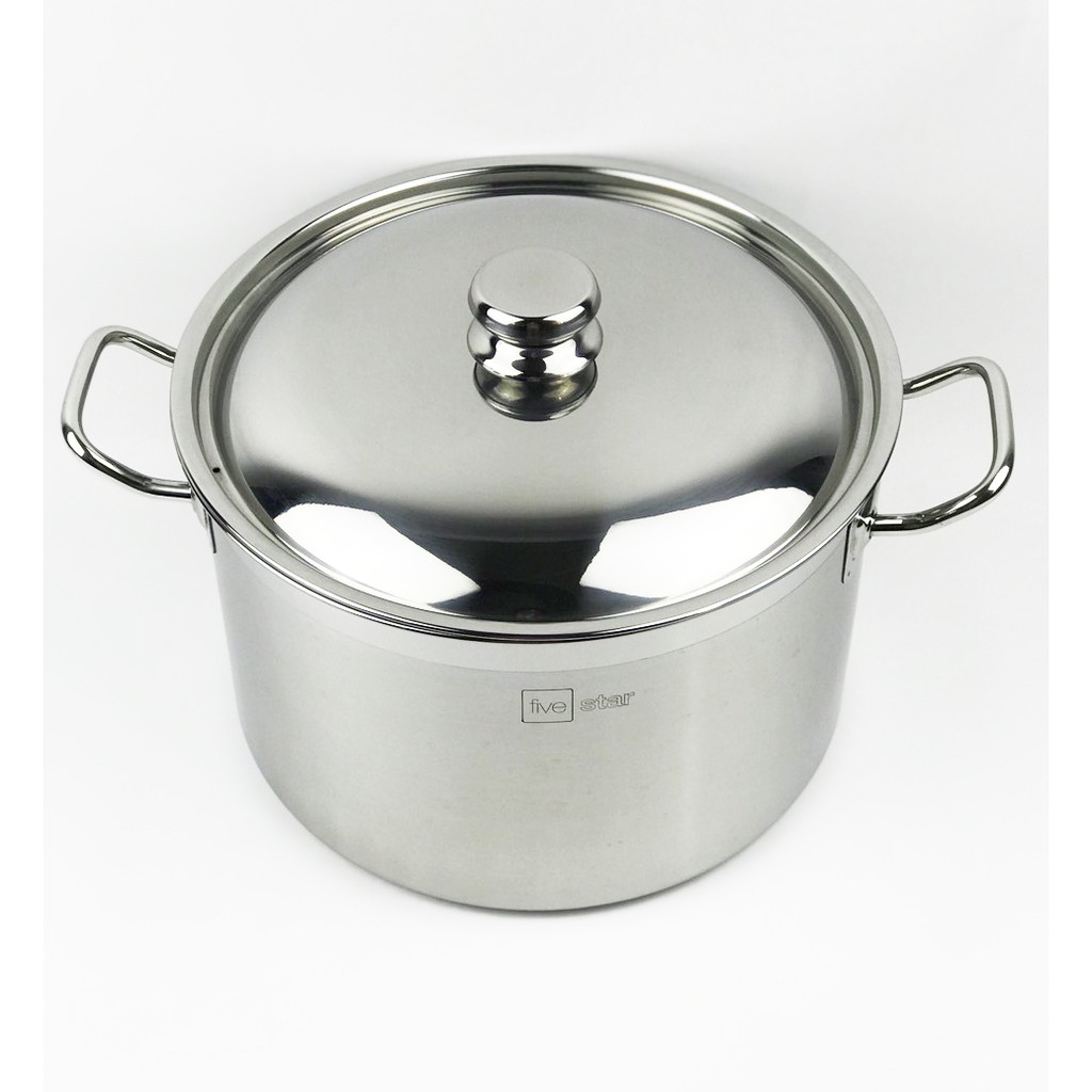 Nồi luộc gà inox 430 bếp từ cao cấp FiveStar Standard nắp inox , 3 đáy sandwich ( 26cm / 28cm / 30cm ) , tặng 5 muỗng ăn