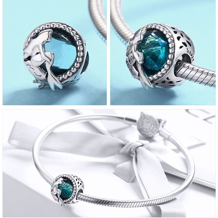 Hạt cườm Bamoer bằng bạc 925 mặt hình người cá trang trí vòng tay/dây chuyền thời trang