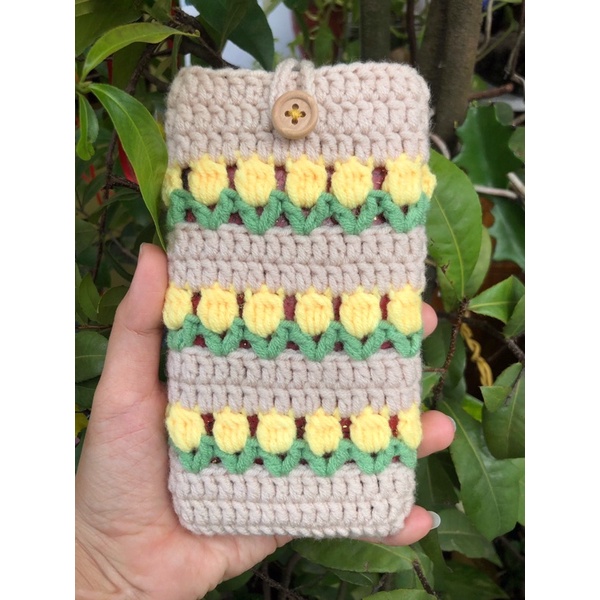 Túi len đựng điện thoại có nút gài 9cmx16,5cm