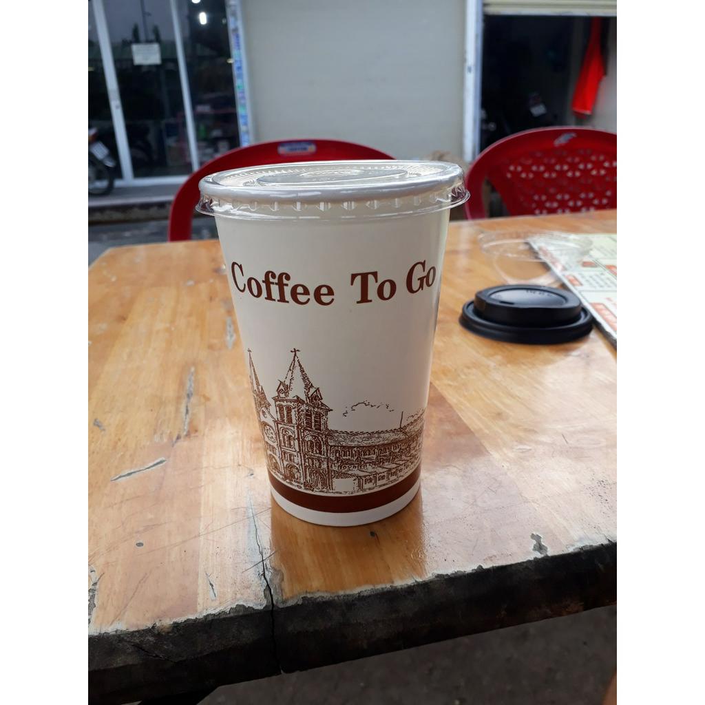 Ly giấy 16oz - 480ml, mẫu Coffee To Go, Set 100 cái kèm nắp