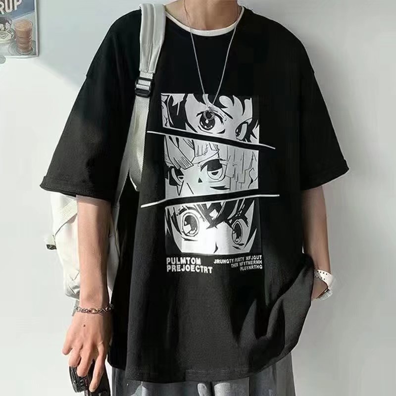 Áo Thun Tay Ngắn In Họa Tiết Anime Ghost Slayer 3 Màu Sắc Thời Trang Mùa Hè Dành Cho Nam Và Nữ Size M-3XL