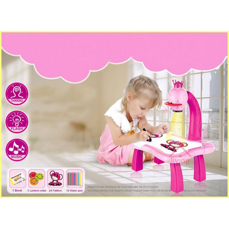 Bộ bàn đèn có máy chiếu phóng to hình cho bé tập vẽ, đồ chơi giáo dục cho bé