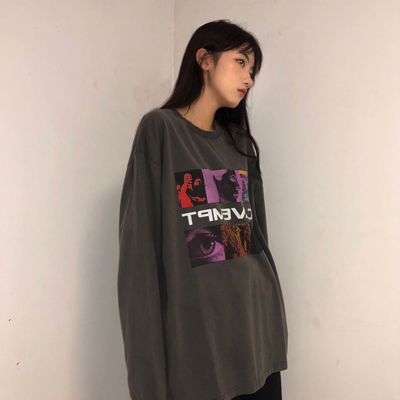 Áo Sweater Tay Dài Dáng Rộng Phong Cách Vintage Mỹ Dành Cho Nữ | BigBuy360 - bigbuy360.vn