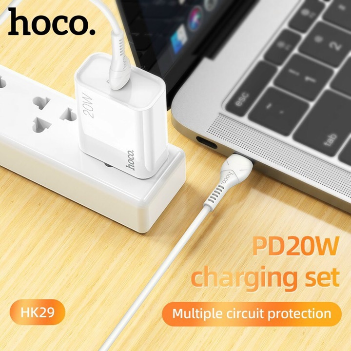 Bộ Sạc - Cáp Hoco HK29 USB-C Chuẩn Sạc Nhanh PD 20W Dài 1m