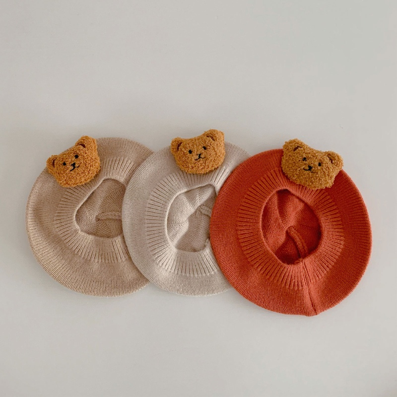 Mũ Len Beanie Hình Gấu Dễ Thương Cho Bé Sơ Sinh