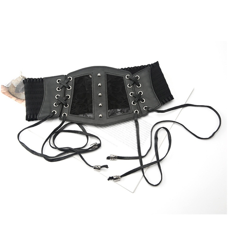 Đai nịt bụng bản rộng thắt dây phong cách Gothic thời trang dành cho nữ