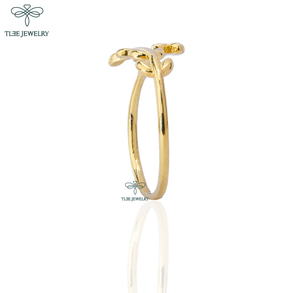 Nhẫn bạc nữ TLEE lá trơn basic mạ vàng 14k dịu dàng TleeJewelry A0130