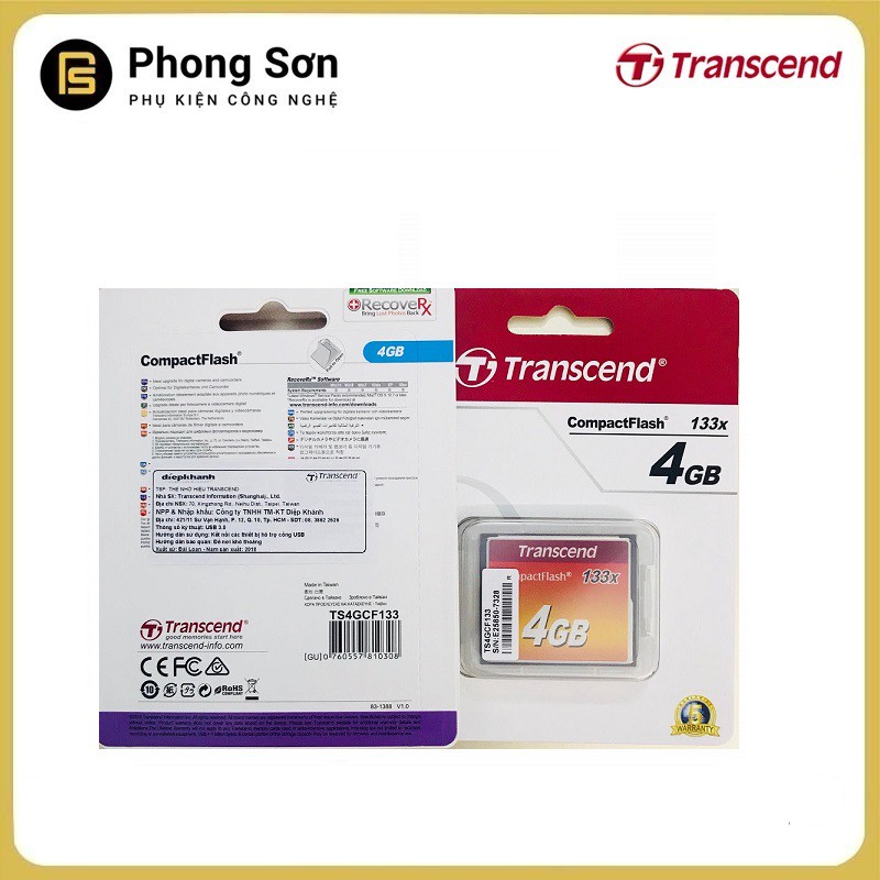 Thẻ nhớ Transcend CF 4GB (133x Speed) Hàng nhập khẩu