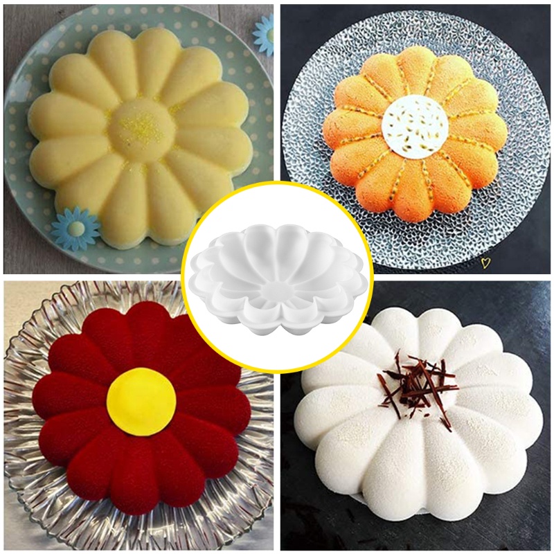 Khuôn Làm Bánh Mousse Bằng Silicone Chống Dính Linh Hoạt Hình Bông Hoa
