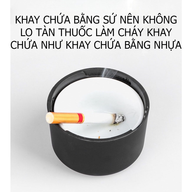 Gạt Tàn Thuốc Lá Trên Ô Tô Có Đèn Led Tiện Lợi Đế Chống Cháy Cao Cấp