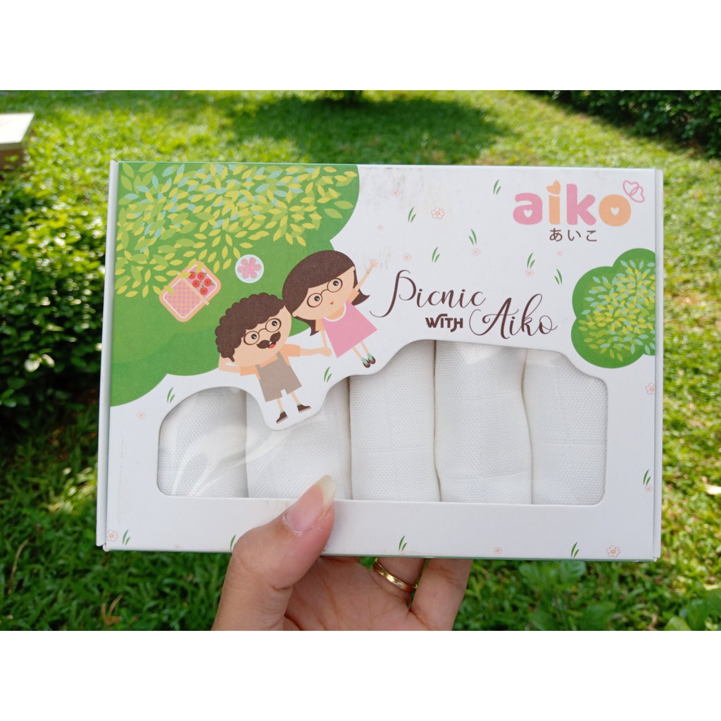 Aiko. Set 5 khăn sữa tre mềm mại cho bé {Giá trải nghiệm siêu tốt}