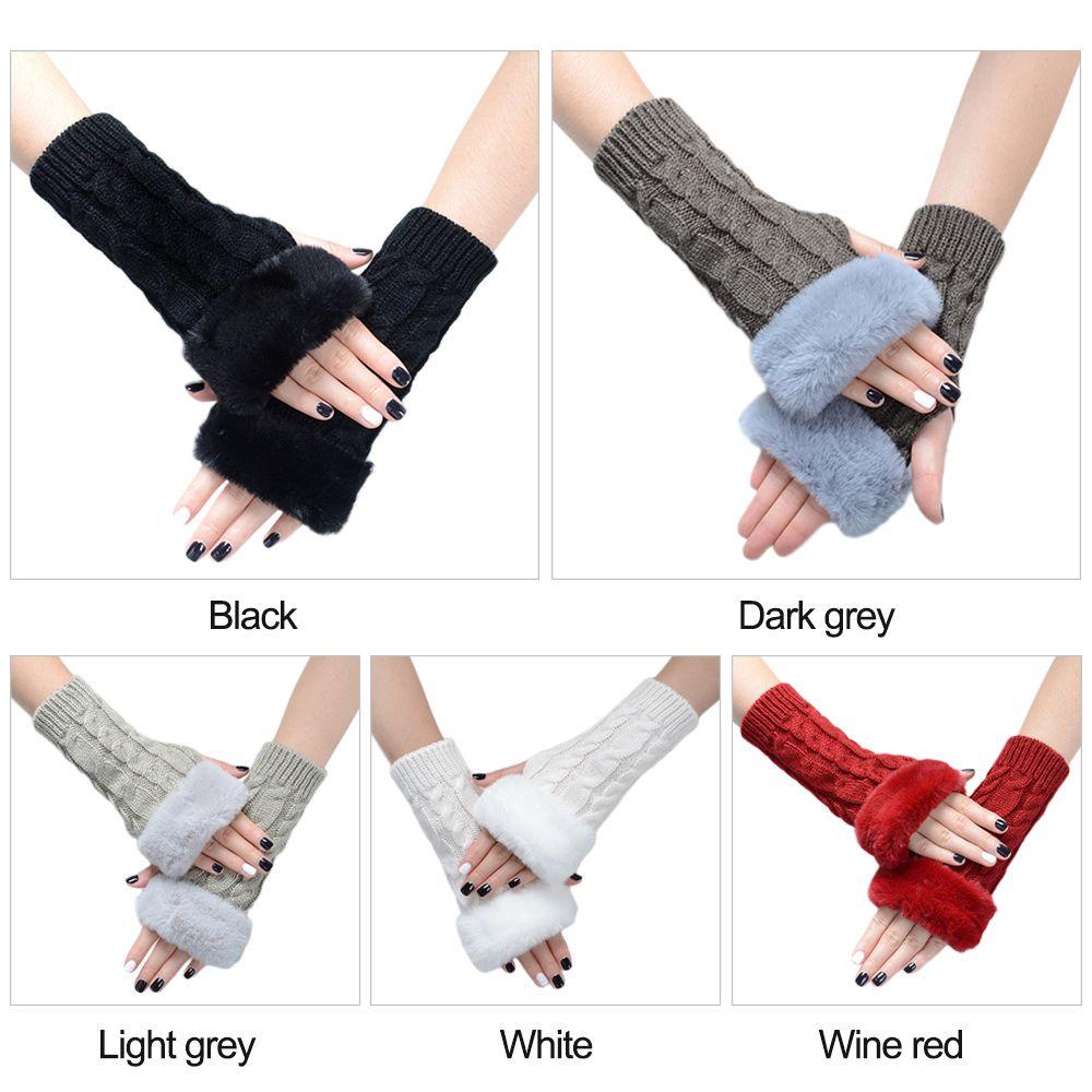 BORAG Găng Tay Len Dài Hở Ngón Co Dãn Giữ Ấm