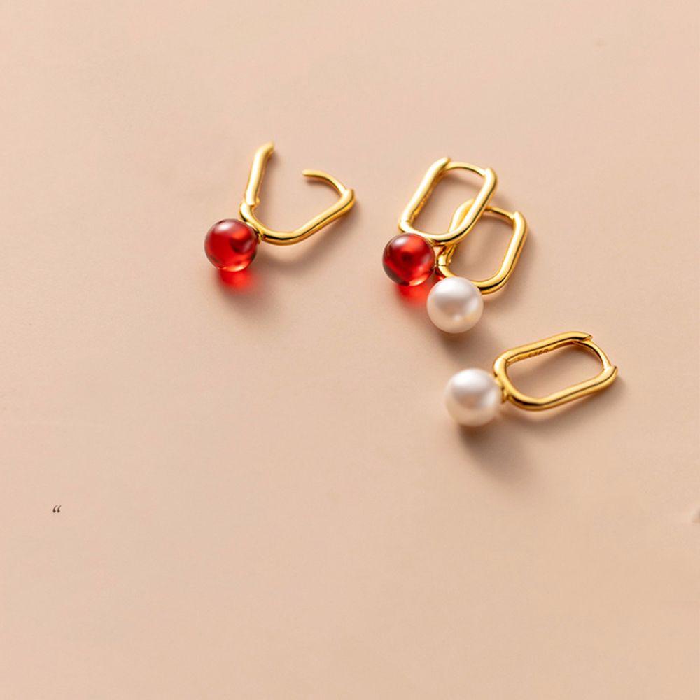 Khuyên Tai VANES1 Đính Hạt Đơn Giản Phong Cách Hàn Quốc