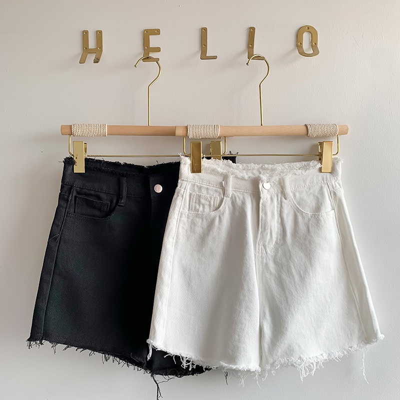 Quần đùi denim XIAOZHAINV lưng cao ống rộng phong cách Hàn Quốc cho nữ