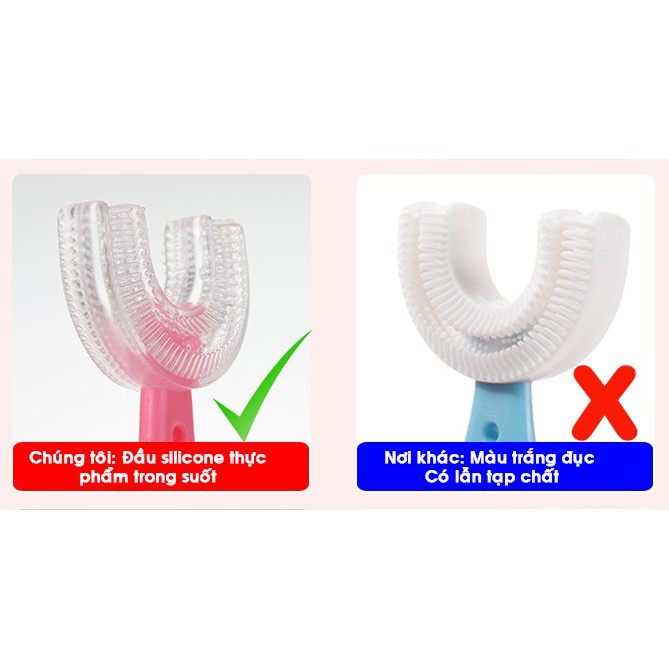 Bàn Chải Đánh Răng Chữ U Chất Liệu Silicone Thực Phẩm Trong Suốt Tuyệt Đối An Toàn.