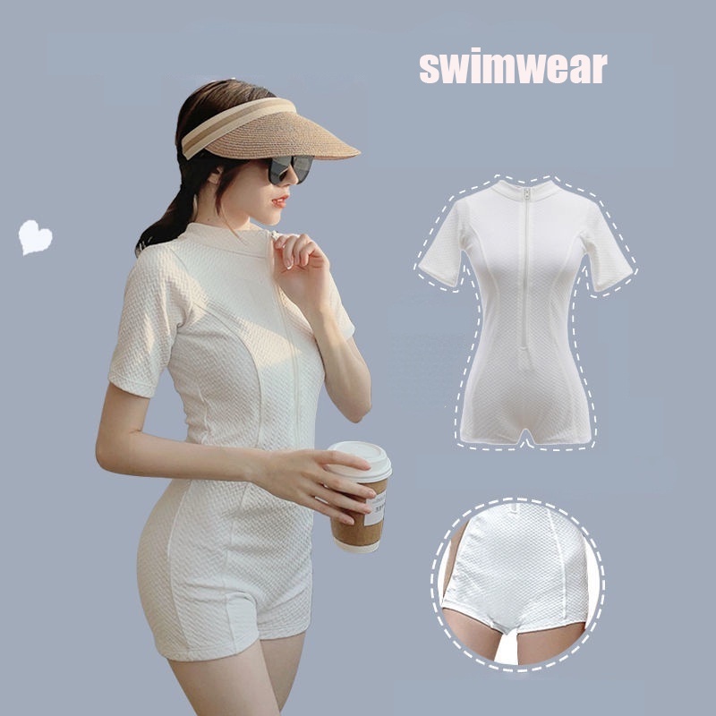 Bộ Đồ Bơi Một Mảnh Màu Trắng/Đen Thời Trang Hàn Quốc Quyến Rũ Cho Nữ