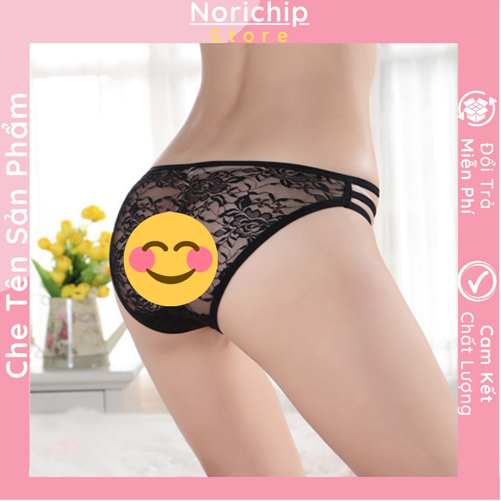 Quần lót nữ phối ren khoét eo đáy quần cotton thoáng khí co dãn bốn chiều đính kèm hoa siêu gợi cảm NORICHIP.